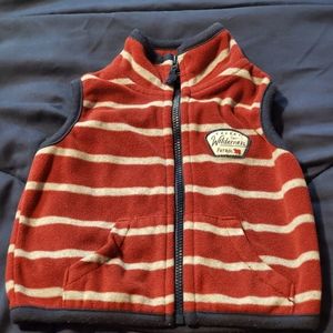 Carters fleece baby vest maroon and grey stripes. Size 3 months